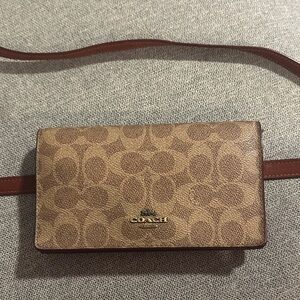 Coach Brown and Tan Signature Belt bag